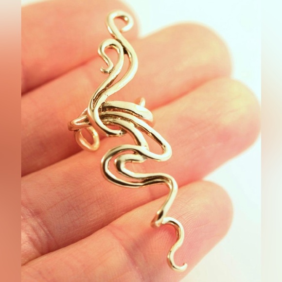 Marty Magic 14k Solid Gold Ear Cuff Spiro Swirl - Picture 2 of 6